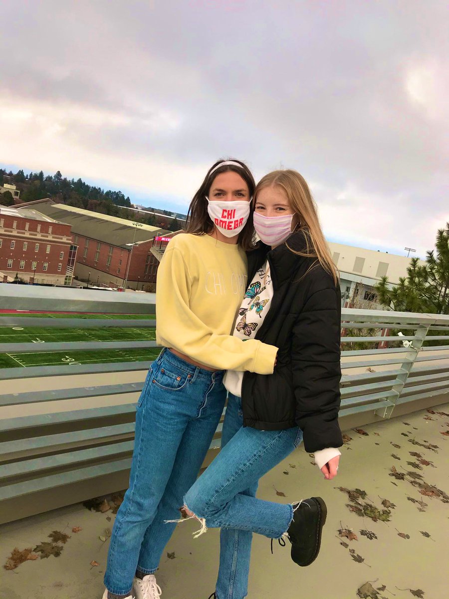 We may not be walking to class with our sisters this semester, but they’re still by our side every step of the way ❤️💛 happy first day of spring semester! 💛❤️