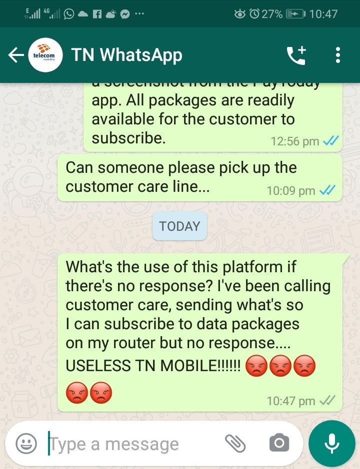 LammBoz's tweet image. @ceotelnam this is the customer service that we receive from #TelecomNamibia the second picture shows that they blocked me from the page because of their incompetence. All the contact lines are never answered incl. whatsapp even before your latest statement. What&apos;s the use