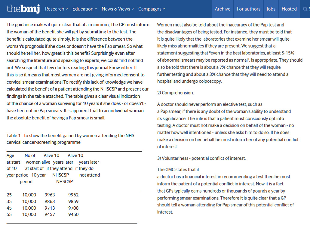 Every medical procedure - including screening tests - has risks and benefits. Thus, a patient needs balanced information in order to weigh up the pros and cons and decide whether to proceed or decline. Telling them about the potential benefits and not the risks is unacceptable.