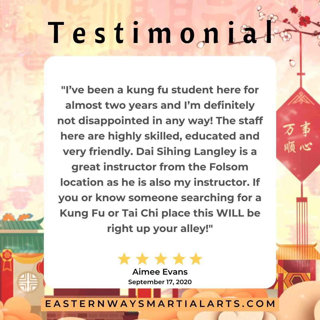 easternways's tweet image. #TestimonialTuesday 💪 

If you'd like to try Kung Fu or Tai Chi for free, schedule your free trial lesson here👉 easternwaysmartialarts.com

#EasternWays #MartialArts #KungFu #TaiChi #SelfDefense #Health #Wellness #Fitness #Sacramento #Folsom #ElkGrove
