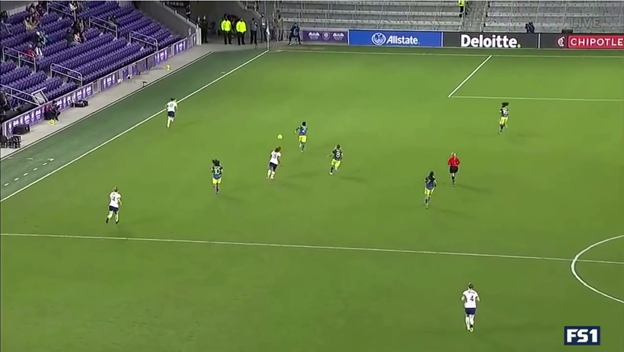 Macario passes the ball with perfect pace to where she knows Lloyd wants to go (not where she is). How is it possible that this is Macario's first cap with the USWNT???