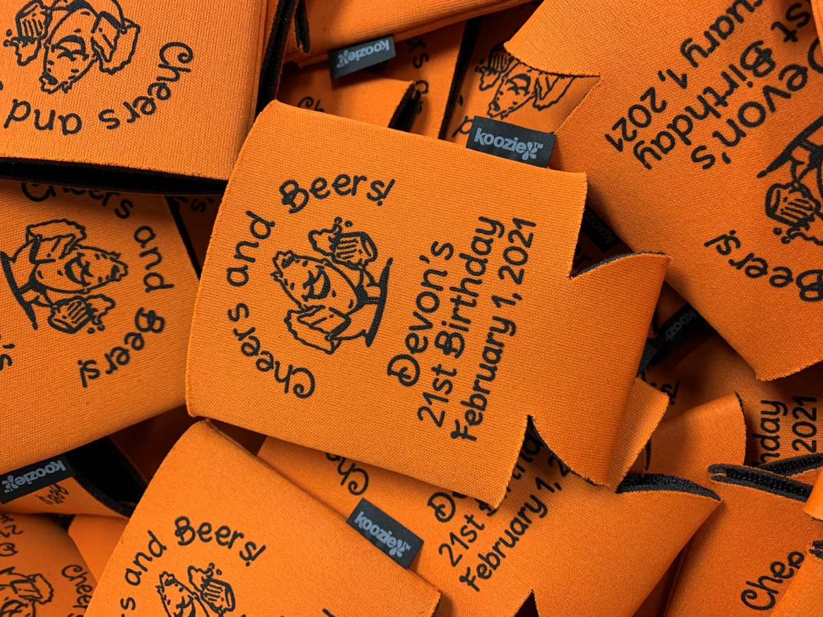 koozies's tweet photo. We are printing lots and lots of birthday KOOZIES.  We're all ready to celebrate!  Use code NewYears for 15% off your order through January #birthdaykoozies #koozies #kustomkoozies #colddrinks #drinkoutloud #kustomscreenprint https://t.co/vyRWuEj20d