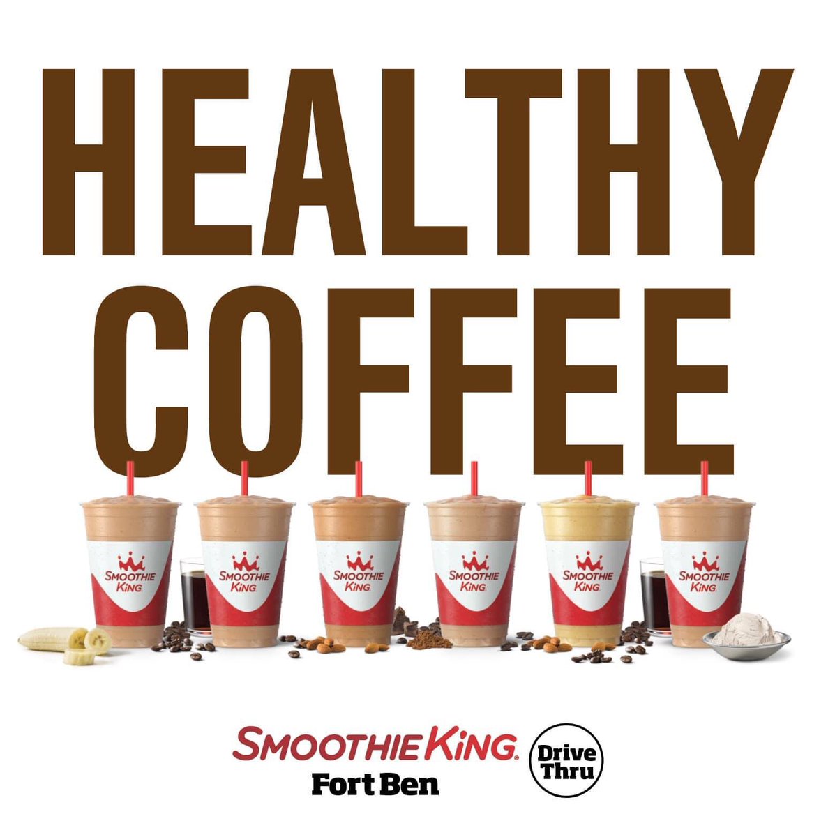 SKFortBen's tweet photo. Grab a delicious HEALTHY COFFEE Smoothies made with Cold Brew today!  Order AHEAD online or choose DELIVERY using your Smoothie King Healthy Rewards APP!
🥤👑📱🤎☕️

#skwestfield #skfortben #smoothieking #coffee #healthycoffee https://t.co/xkeRtIzzPT
