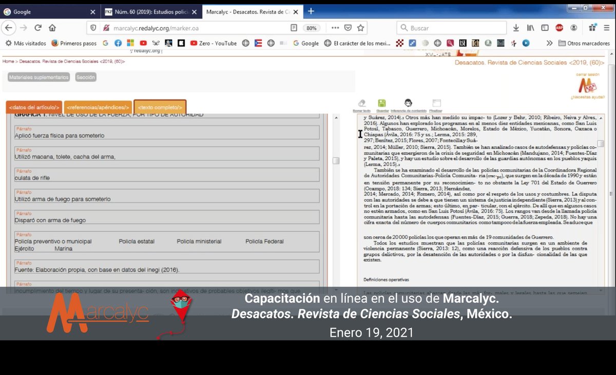 Redalyc's tweet photo. Esta mañana, continuando con el ejercicio permanente de capacitaciones en el uso de #Marcalyc para revistas indexadas en #RedalycUAEMex, capacitamos a @Desacatos, Revista de Ciencias Sociales, México. 🇲🇽 https://t.co/riorVfyxb8