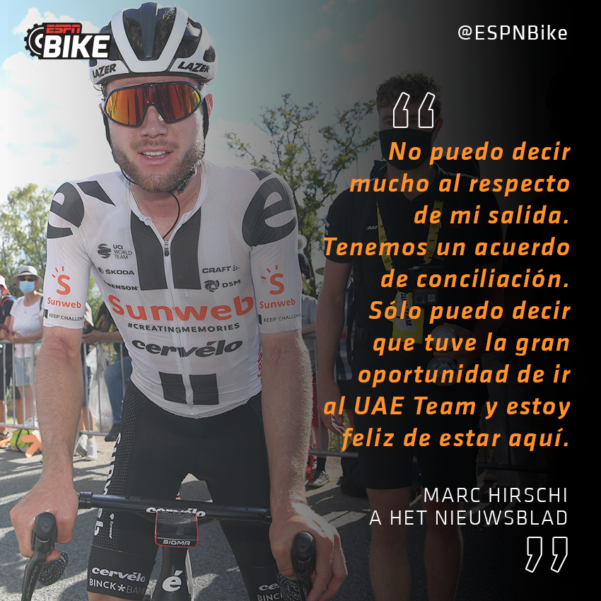 ESPNCiclismo's tweet photo. #ESPNBike 💬 Marc #Hirschi se refirió a su salida del #TeamSunweb sin dar muchos detalles, pero expresó su felicidad de llegar al #UAETeam. https://t.co/jS4sj53NPh
