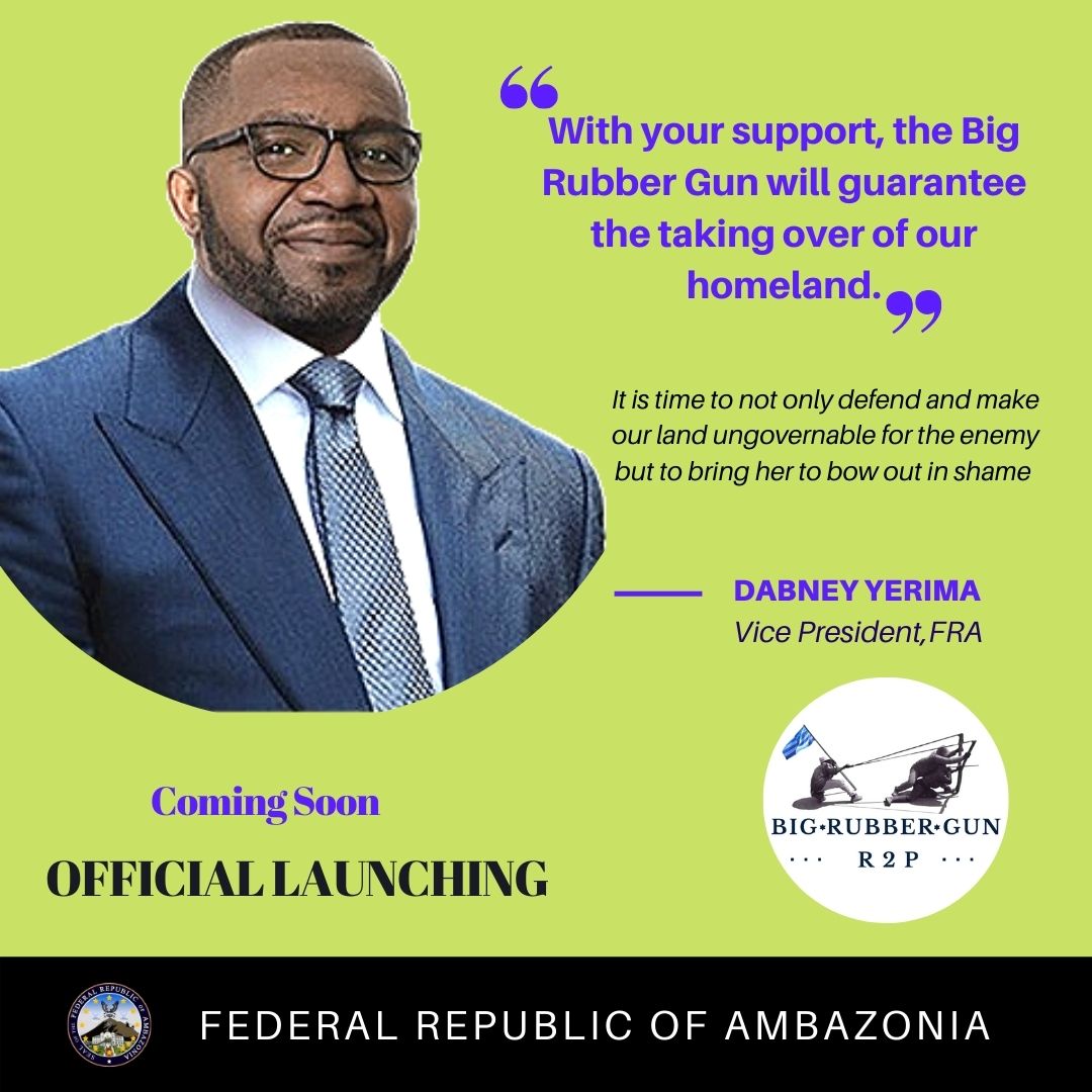MarkBareta's tweet photo. #WeMustBeBold.Time to launch and effectively hold territories.Enough of the talk. @UN failed in #R2P. We must be taking that move. VP @DabneyYerima vision on the #BigRubberGun is bold and massive like never seen before. As we await the official launching, #Cameroun will be shamed https://t.co/HbY3I6pmVQ
