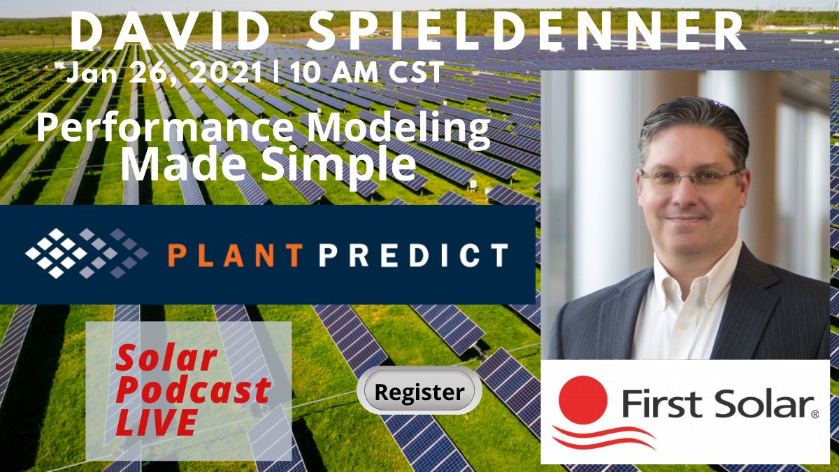 PlantPredict's tweet photo. Join @tgmontague, #SolarPodcast host and @dspieldenner, #PlantPredict product manager, for a discussion on #PlantPredict, a sophisticated solar energy-modeling tool designed to develop energy estimates for utility-scale PV applications. Register now! https://t.co/LJoq3ToWXI https://t.co/Q0O52uEc1P