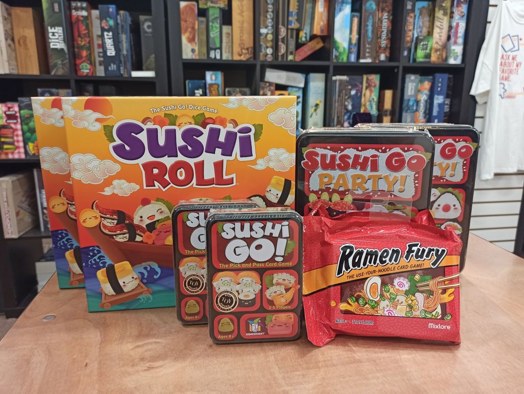 SerenityHobbies's tweet photo. What do you know about Japanese food games?  Check them out today at Serenity!

#sushi #ramen #japanesethemedboardgames #boardgames #oneontany #shny https://t.co/bXbs62kRbK