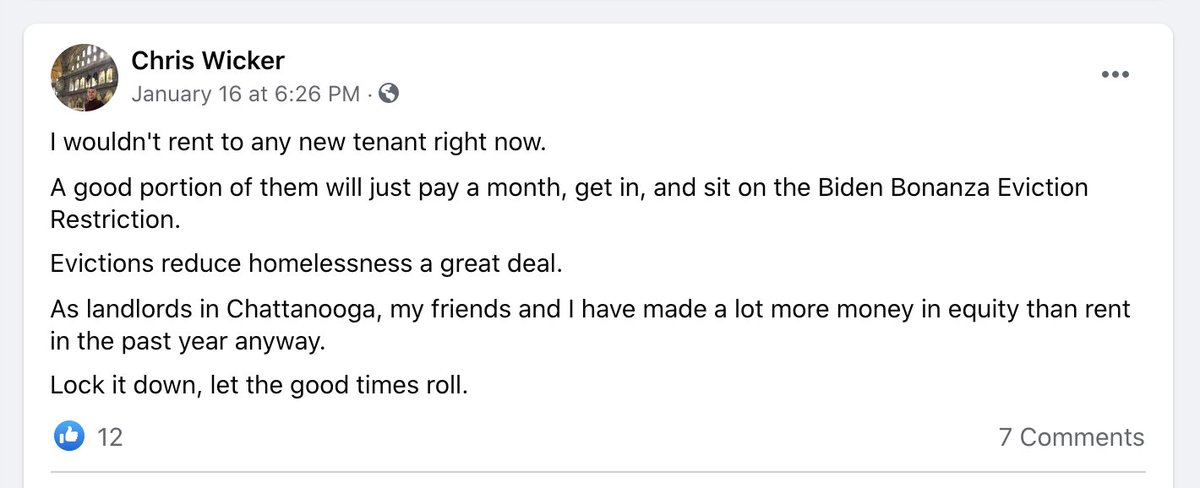 and we know he's a landlord because... he told us.i won't post the addresses, but if you live in chattanooga & are worried you may accidentally rent from chris wicker, you can check to see which properties he owns on the county GIS https://gismaps.hamiltontn.gov/Html5Viewer/index.html?viewer=GISMO5.GIS_HTML51