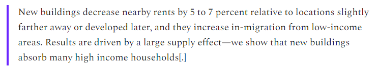 9/And here's a 2019 paper by Brian Asquith, Evan Mast, and David Reed, about what happens to rents and to gentrification when you build market-rate housing: https://research.upjohn.org/cgi/viewcontent.cgi?article=1334&context=up_workingpapers