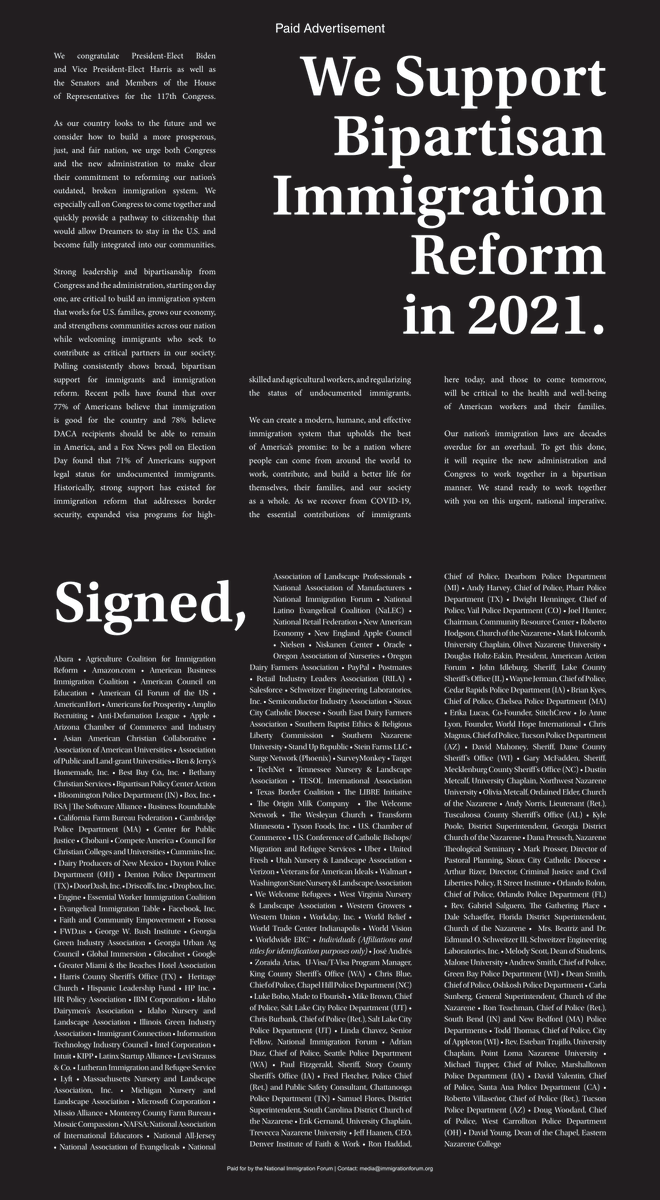 forum_together's tweet image. In today's edition of the New York Times: We support bipartisan immigration reform in 2021.

Add your name in support: bit.ly/3p3JqzC