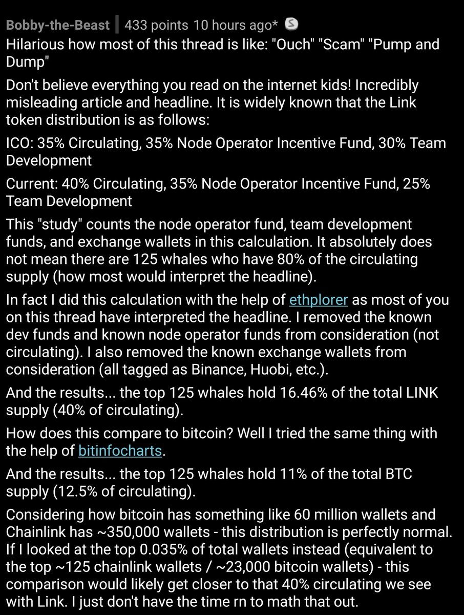 The recent @Cointelegraph article about the $LINK supply pushes a false  narrative about 