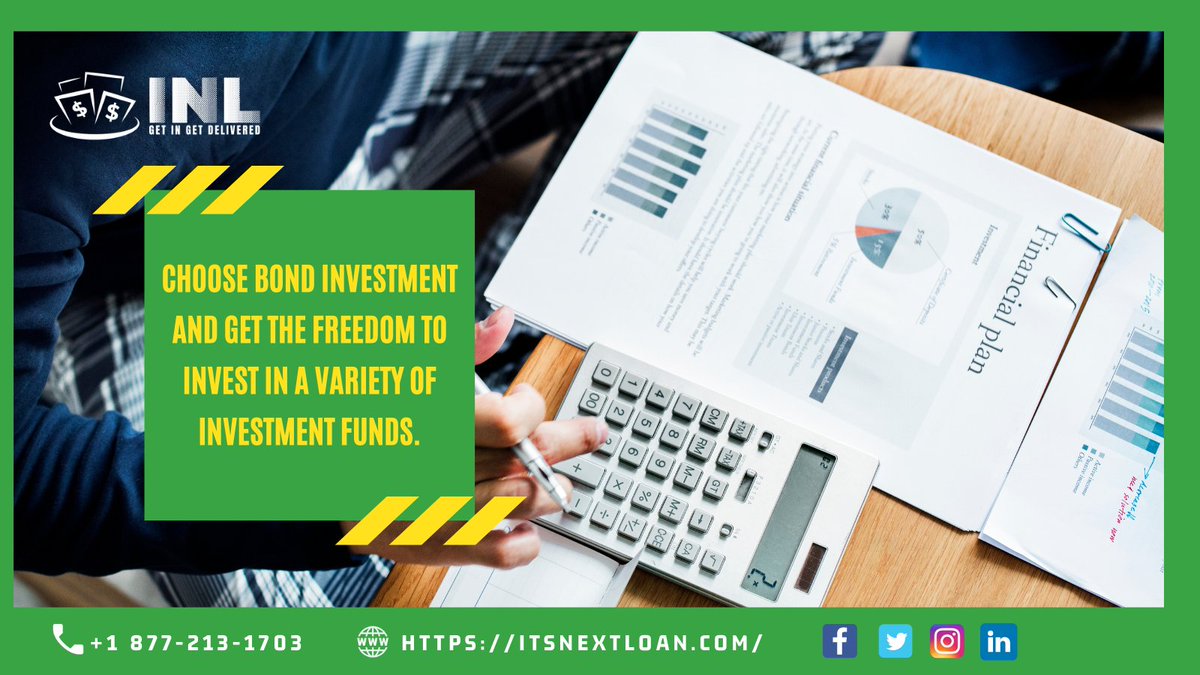 Invest in a variety of investment funds Along the flexibility to switch according to the market condition. 

Visit: itsnextloan.com
Call: +1 877-213-1703
Drop us an email: info@itsnextloan.com

#Investmentbonds #itsnextloan