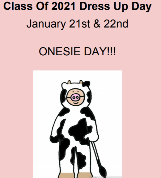 DrJeffreyMGreen's tweet photo. Student Council has planned a series of theme days for Seniors #ClassOf2021 @HiltonCSD High School. First up is Onesie Days on Thurs 1/21 and Fri 1/22. #GoCadets https://t.co/JNOixWzBhT