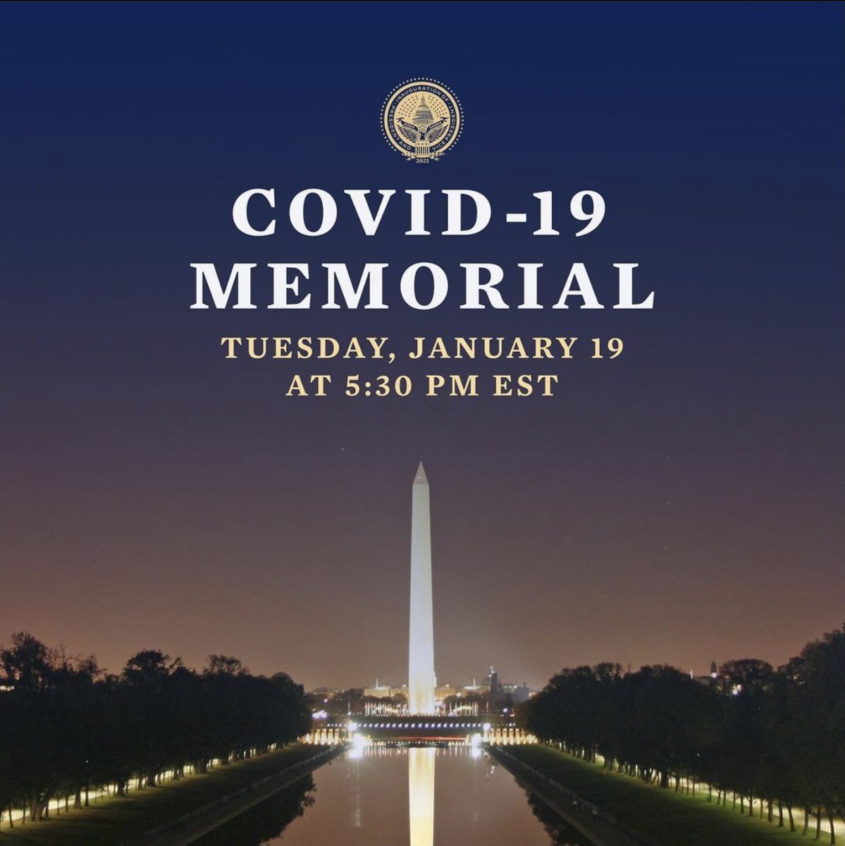 Today there will be a Covid-19 Memorial at Lincoln Memorial Reflecting Pool.Communities around the country will join in by lighting up buildings, ringing church bells, and placing candles in windows of homes at 5:30 p.m.