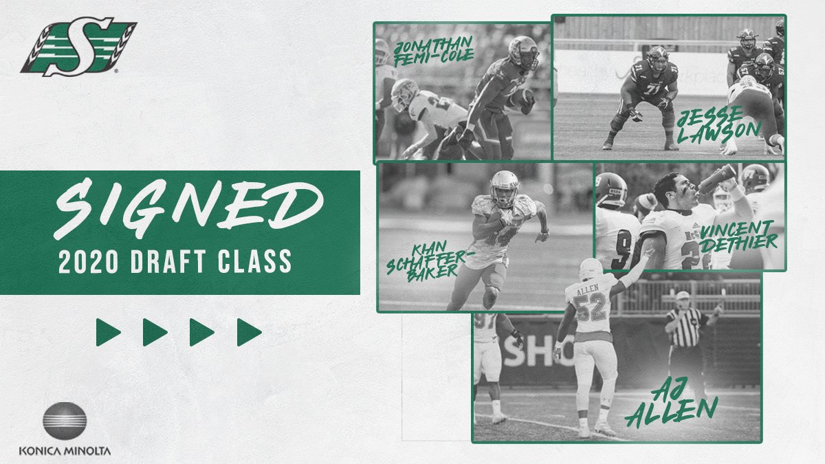 The future looks Green &amp; White for these young guns.

We have signed five more members of the 2020 draft class.

✍️ | bit.ly/3is2ogQ

#Riders x <a href="/KonicaMinoltaCA/">Konica Minolta CA</a>