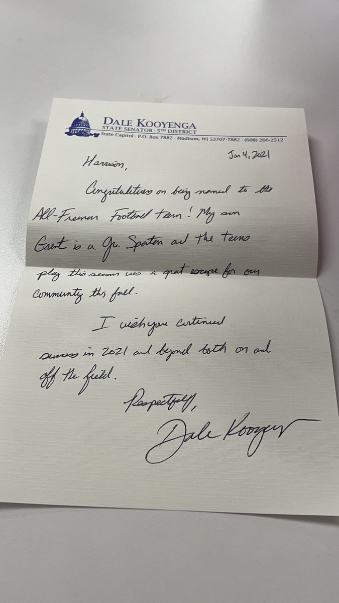 Thankful for the letter from state senator <a href="/SenKooyenga/">Sen. Dale Kooyenga</a>