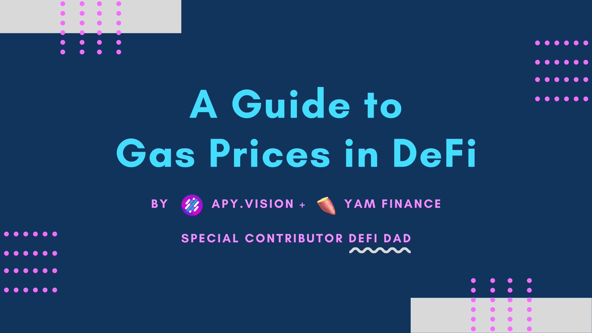 Wonder why your transaction cost changes every time you DeFi? Then you’re gonna need to know about gas. Fill up your tank on this infographic built with our friends  @ApyVision  @DeFi_Dad to get extra mileage from your gas usage!  https://medium.com/apy-vision/a-guide-to-gas-prices-in-defi-8567912615ca