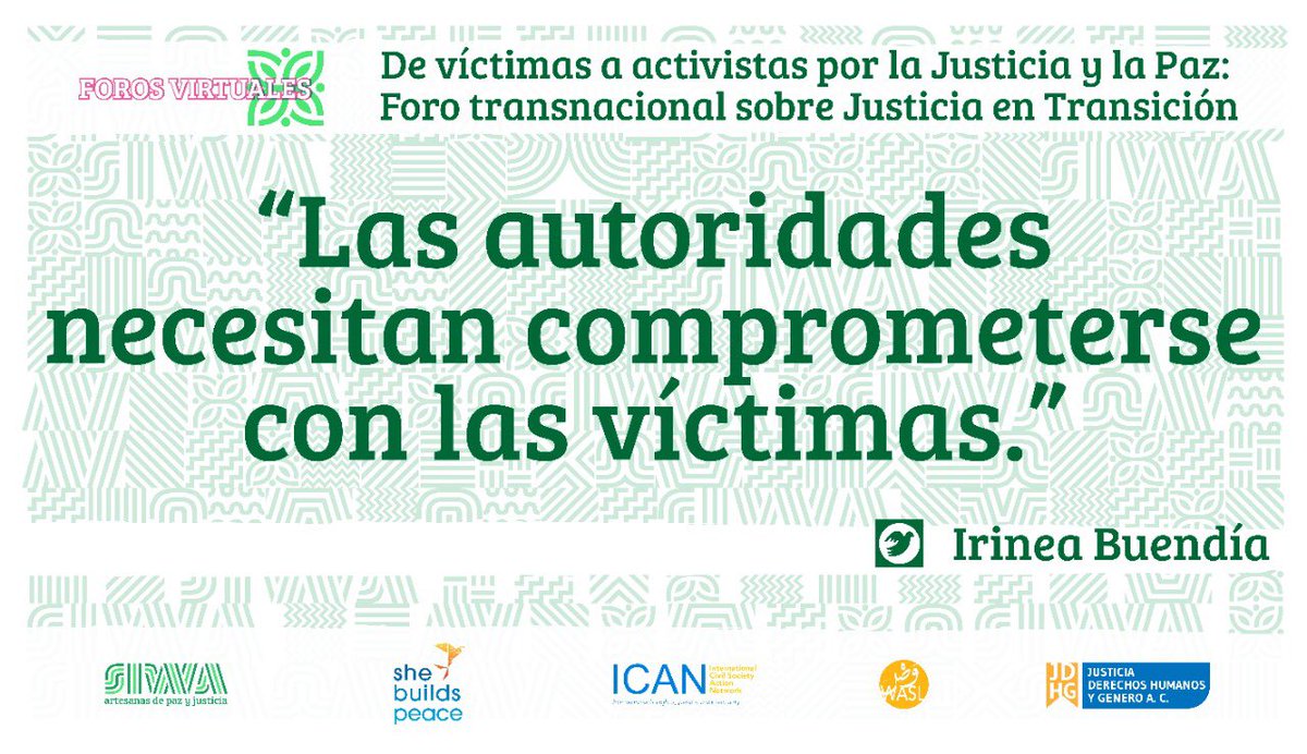 siwapaz's tweet photo. Las autoridades necesitan comprometerse con las víctimas. #IrineaBuendía #México #SheBuildsPeace https://t.co/2d0zXElBoH
