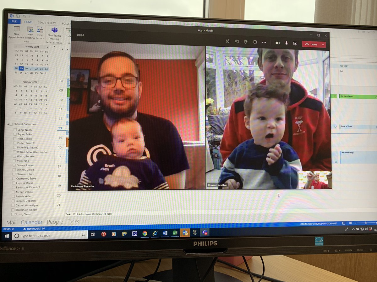 ZilphaLang's tweet photo. I think this is my favourite #teamsmeeting @BuryLeisure #juggling #WorkFromHome #childcare brightened my day 🌈 https://t.co/GK4iaxH9KC
