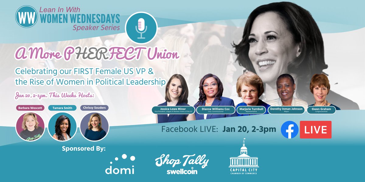 WomenWednesdays's tweet photo. TOMORROW on @WomenWednesdays Facebook LIVE, 2-3pm with @GwenGraham @DianneWCox @dorothyinman @JLoweMinor and Marjorie Turnbull. All are welcome! https://t.co/vj7zBk9zJn