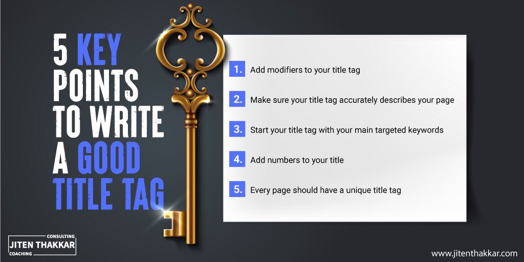 iamJitenThakkar's tweet photo. 5 Key Points To Write A Good Title Tag

Title tags are the most important on-page SEO factor.

Follow these 5 steps while writing title tags for your web pages

#titletag #onpageseo #googlesearch #searchengine #rankingfactors #headingtag #seotipsandtricks #seostrategy #SEO https://t.co/QdpXXhjIGu
