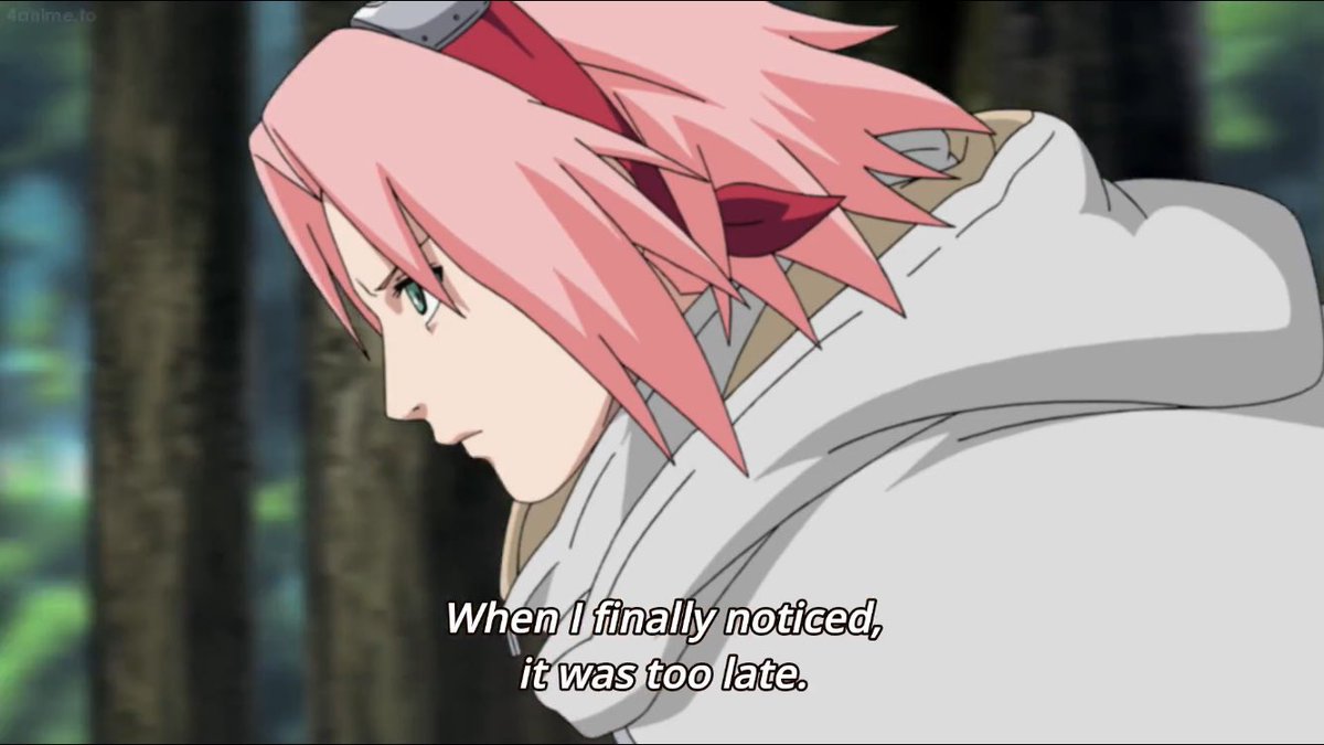 Manga vs AnimeThis is another filler that I’ll never understand. Sakura’s known about Sasuke’s “darkness” since the chunnin exams. It’s been stated in the Databooks and manga that she was the first to see it, so what’s up with SP having her say it was Naruto who noticed first?