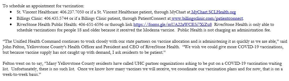 This is how to make an appointment in Yellowstone Co., and also has some more info on demand.  #mtnews  #COVID19