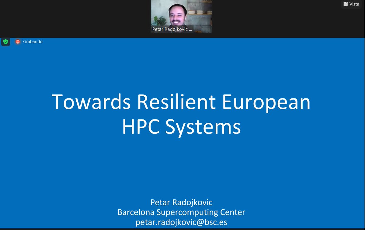 BSC_CNS's tweet image. P. Radojkovic started its presentation at the #HiPEAC21 conference talking about #HPC system resiliency in Europe