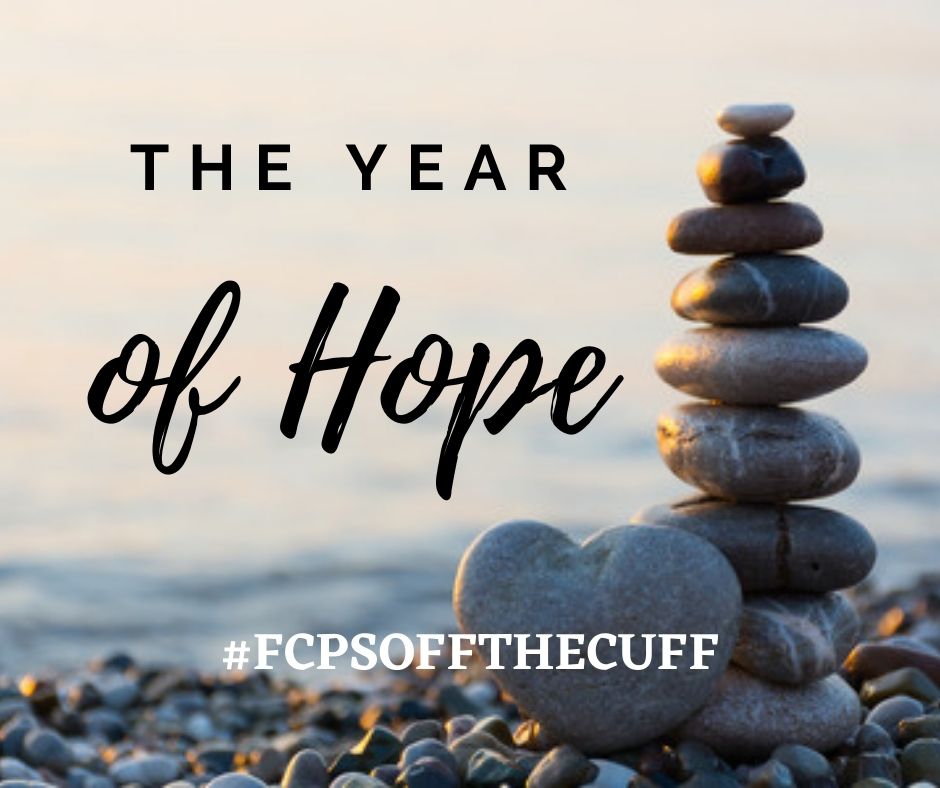 FCPSMaryland's tweet photo. "As we welcomed the new year 2021...We embraced “hope” for better days ahead."

Enjoy @FCPSMDSuper's newest #FCPSOfftheCuff blog entitled, The Year of Hope:
https://t.co/99tMFmv46K

#TogetherFCPS🤍
#FCPSOfftheCuff https://t.co/Oif952Fnlp