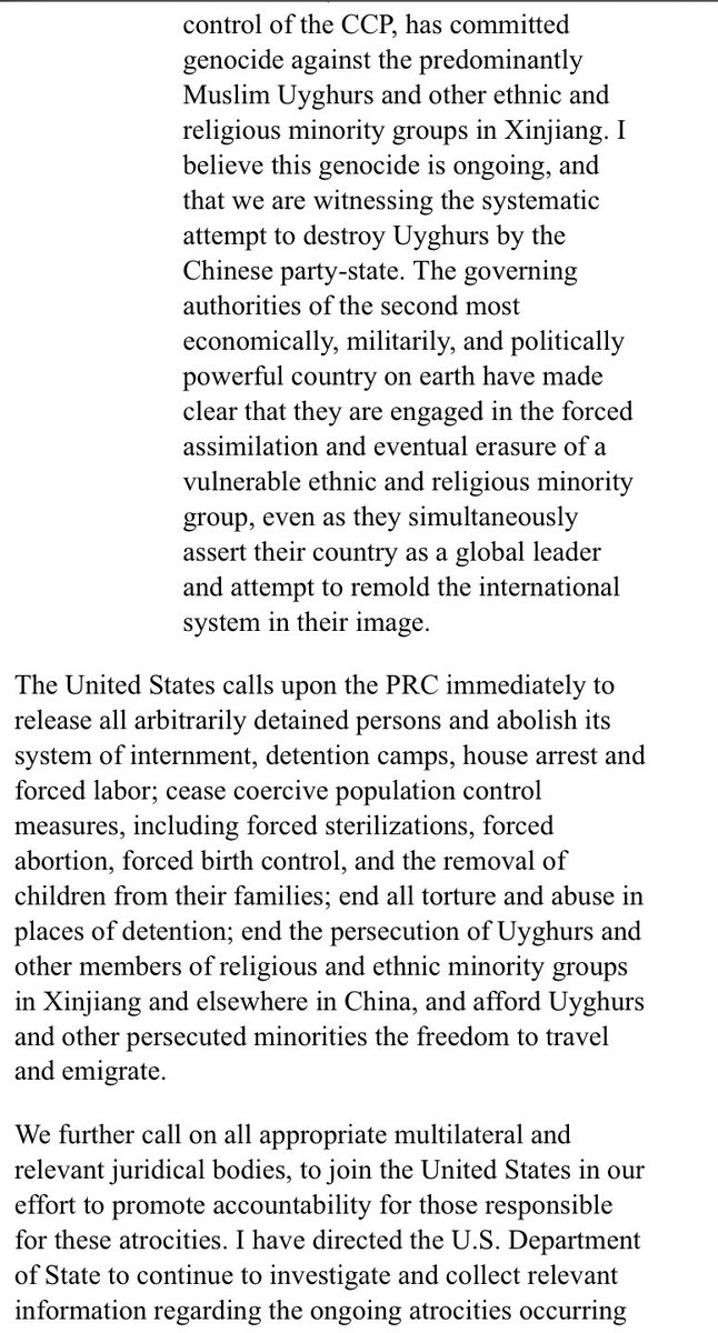 RamyInocencio's tweet photo. BREAKING: U.S. becomes first country in world to accuse China of committing 1) crimes against humanity and 2) genocide against the Uighurs in Xinjiang and other minorities. @StateDept @SecPompeo makes determination on his last full day in office. Huge. @CBSNews is here. 🇨🇳 https://t.co/jzG0zITEWl
