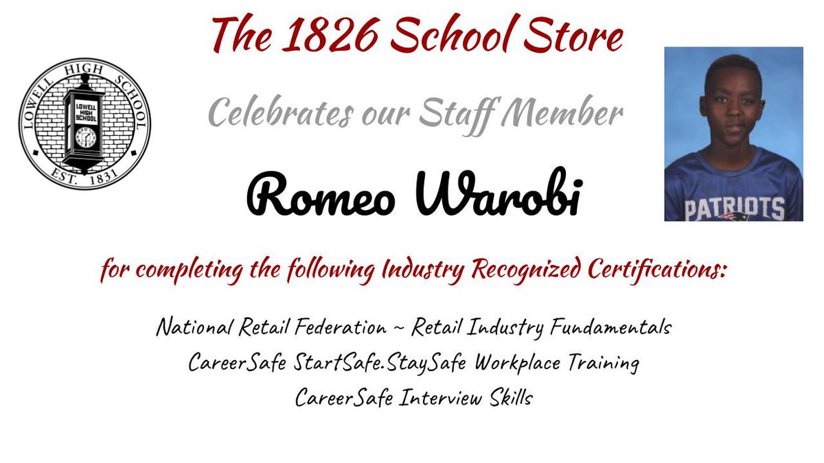 1826schoolstore's tweet photo. Celebrating Our School Store Students Semester 1 Shoutouts For Earning Industry Recognized Credentials‼️ Congratulations 🎉🍎 #OneLowell #LowellHigh https://t.co/ulZD3lBcB8
