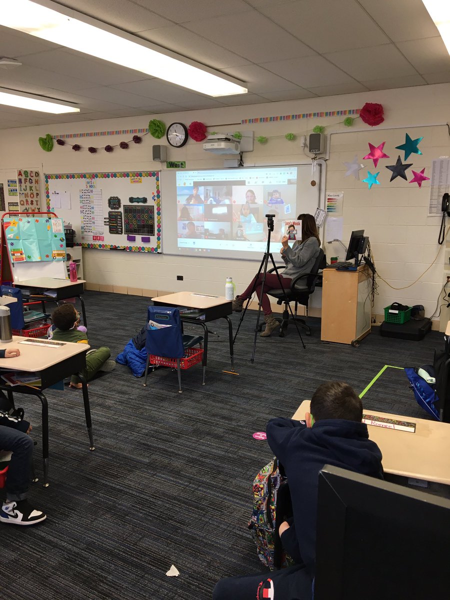 Happy to have both our in person and remote students learning together here @melzermlions!