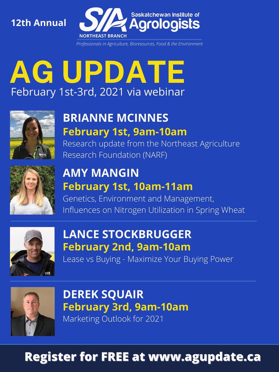 2021 Ag Update look a bit different this year. It is 4-1 hour long webinars over 3 days!  So you can join from the comfort of you own home. The best part is you can register for free! Register here: AgUpdate.ca