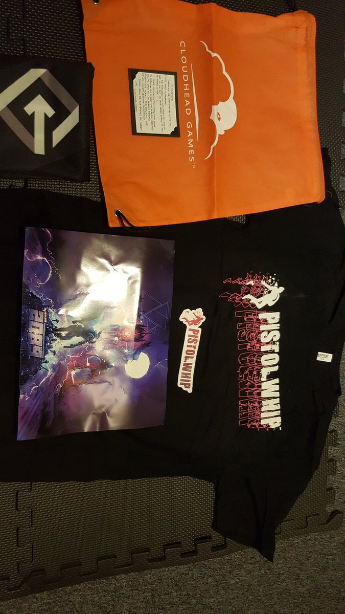 Its been a while but recieved a little swag pack from the <a href="/PistolWhipVR/">Pistol Whip | Award Winning VR Action-Rhythm FPS</a> @valvr_esports tournament from last year 😁 
Thx to anyone involved with getting this to me <a href="/CloudheadGames/">Cloudhead Games</a> 😇