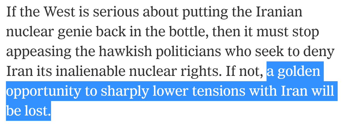 Afrasiab & Mousavian were provided a platform by  @nytimes to push  #Iran's talking points, calling on the West to further appease  #Iran's regime & provide a list of concessions along with "recognizing the regime's rights." https://www.nytimes.com/2012/05/12/opinion/critical-threshold-in-the-iran-crisis.html