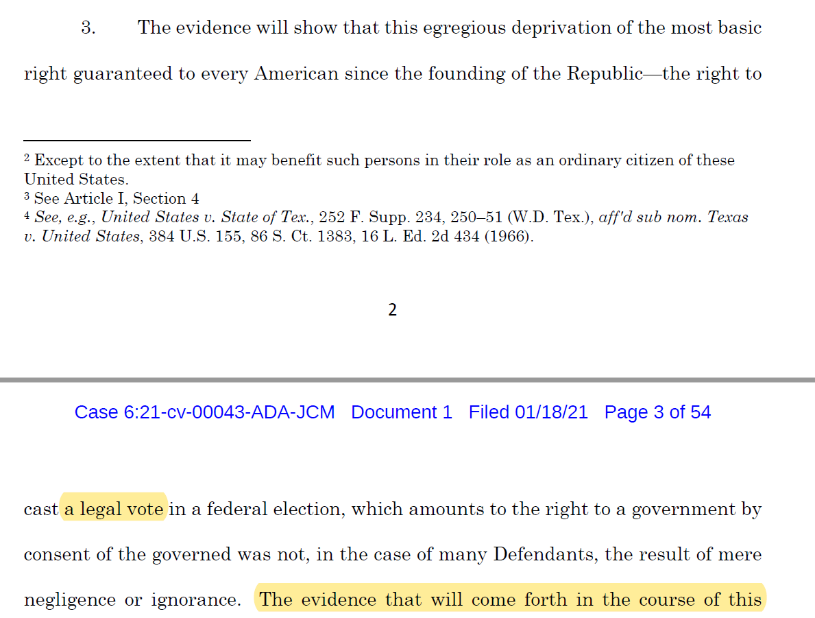 So the legal theory here seems to be that votes which aren't HAVA-compliant are not legal votes. This is consistent with the developing Republican orthodoxy in this area - which claims that the government can deprive you of your vote if they mess up election procedures.