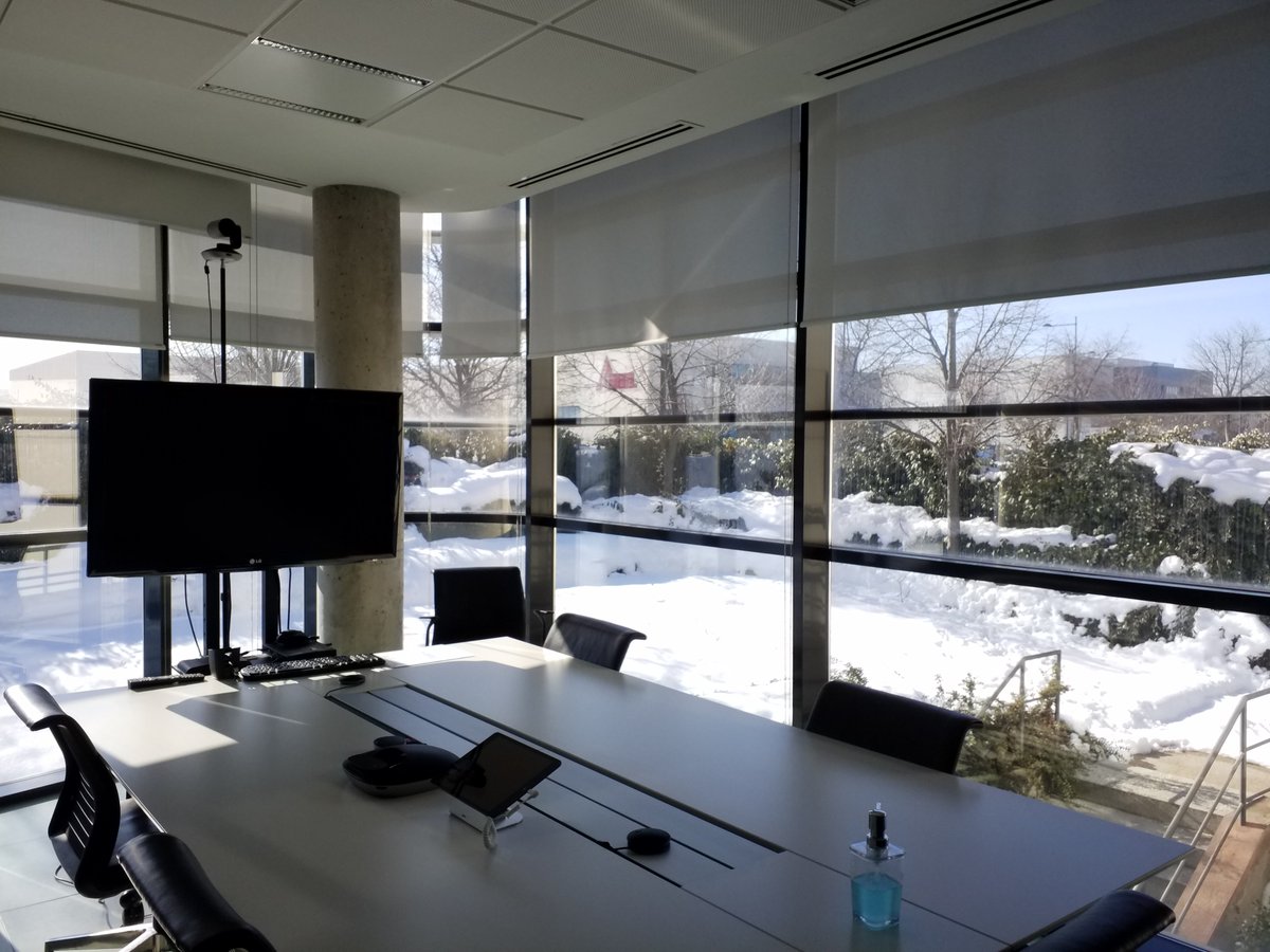 CTPeople's tweet photo. For those nostalgic fellows who have not come to the office for a long time, this is the unprecedented unique scene Storm Filomena has left us on her way through #Madrid, at our Getafe Site, with some delightful views from the inside.
#Filomena #EngineeringDrivenPeople #CTPeople https://t.co/xTvrjxmOkI