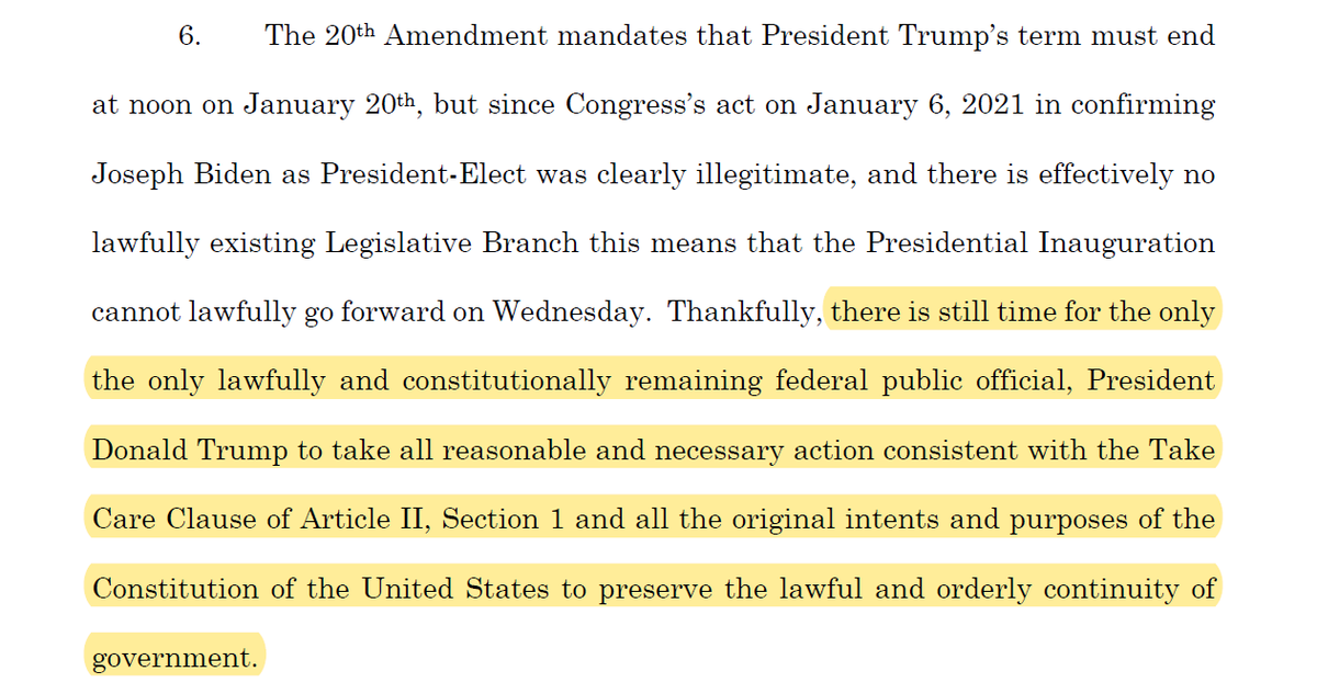 I'm cracking up with every paragraph. Just every last one. We've apparently hit "if literally every last federal official except Trump is illegitimate maybe Trump can stay President."WHICH IS STILL WRONG.