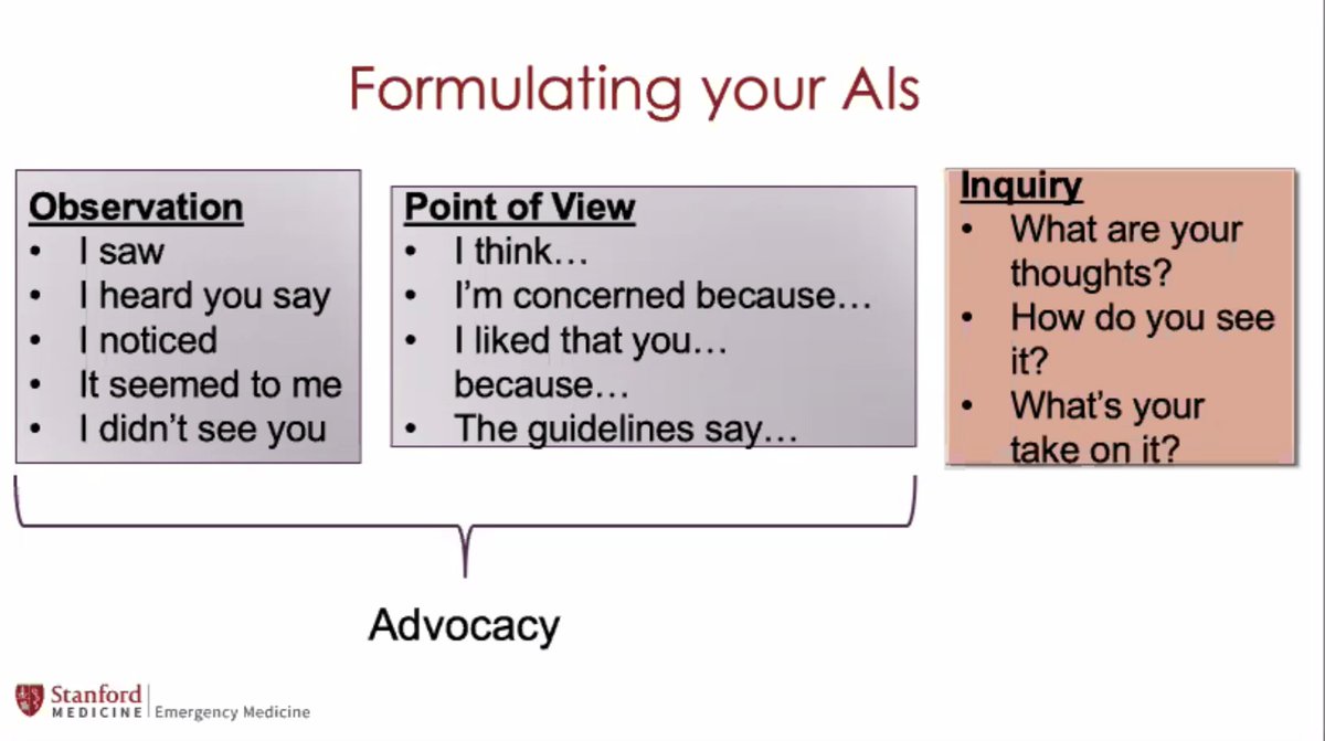 Dr. Roszczynialski shares a fabulous way to put Advocacy/Inquiry Debriefing together! Practice this until it feels natural and try it during your next debriefing. @KRoszczynialski