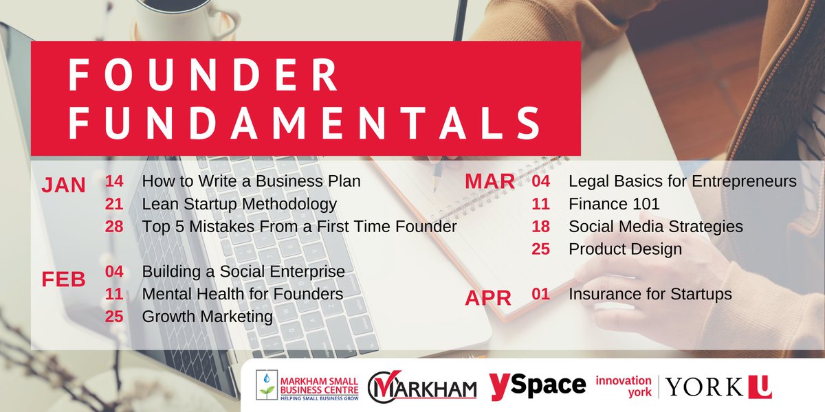 TechConnex's tweet photo. Interested in building your entrepreneurial skills to launch your #startup? Join our friends @YSpaceYU as they host their FREE #FounderFundamentals series. This Thursday’s topic will be exploring Lean Startup Methodology! https://t.co/Cwy2sC5JzN 
@BusinessMarkham @yorkuniversity https://t.co/P6JSynfl9u