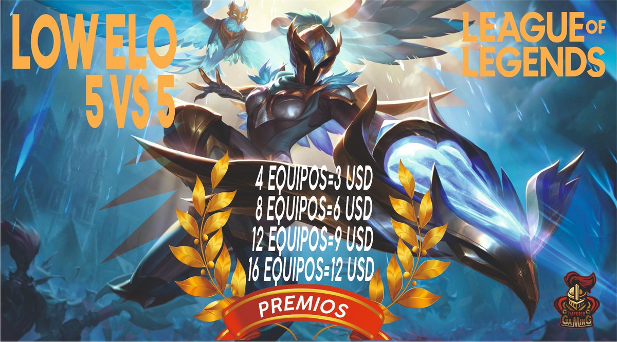 ImperioGaming1's tweet photo. Torneo League Of Legends 5vs5 LAN LOW ELO, 25 y 26 de Enero, 19:00 hrs COL. 
Link del torneo: https://t.co/Ex3tp0EbOz
Las reglas están en el discord : https://t.co/ggxHrIzb6H´
El premio aumentara en 3 usd por cada 4 equipos adicionales participando
¡OBLIGATORIO estar en discord! https://t.co/yWM24lIagz
