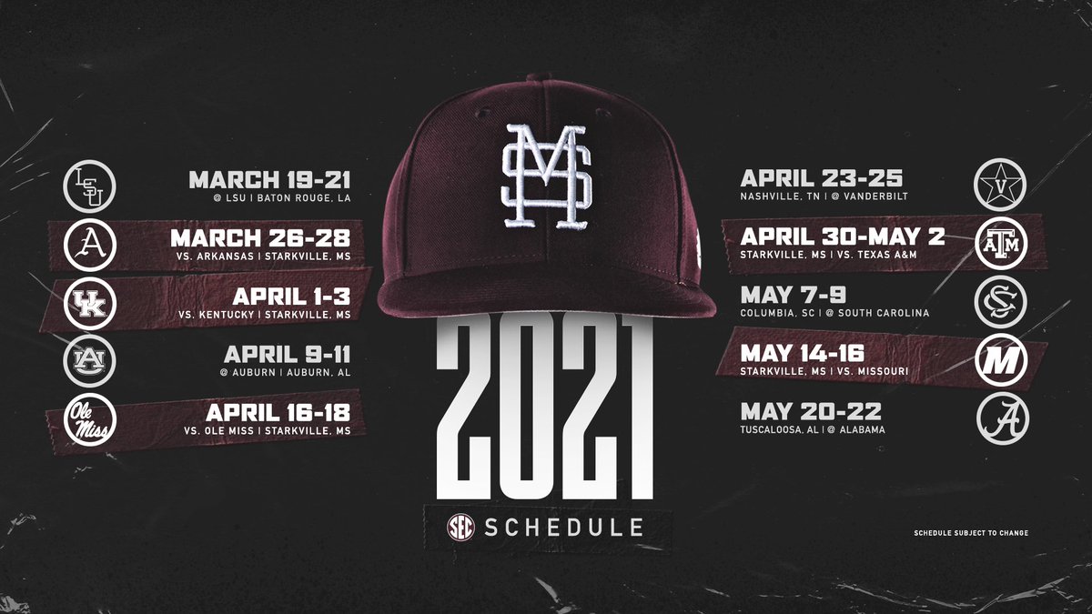HailStateBB's tweet photo. 2021 #RoadToOmaha 

⚾️ 35 games at Dudy Noble Field
⚾️ Opening Weekend at @GlobeLifeField 
⚾️ @SEC season starts March 19 at LSU

Read More: https://t.co/byuGjhq9q1 https://t.co/5BnwtTg41C