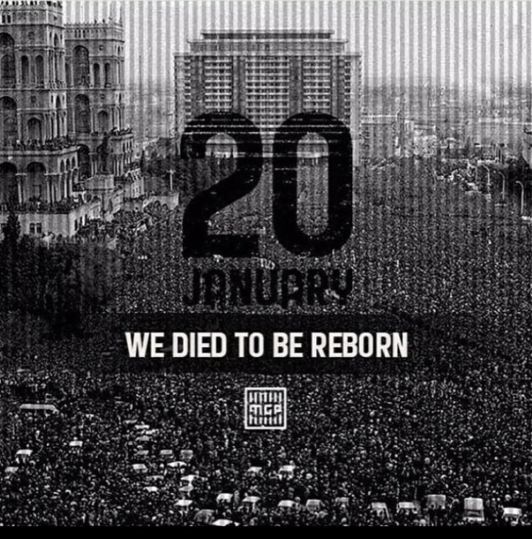 LeylaN_va's tweet photo. On the night of January 20, this premeditated act of aggression was aimed at stifling the struggle of the Azerbaijani people for democracy and national liberation, insulting the people and inflicting a moral blow on them
#20thJanuary
#BlackJanuary https://t.co/cXaRvr19zt