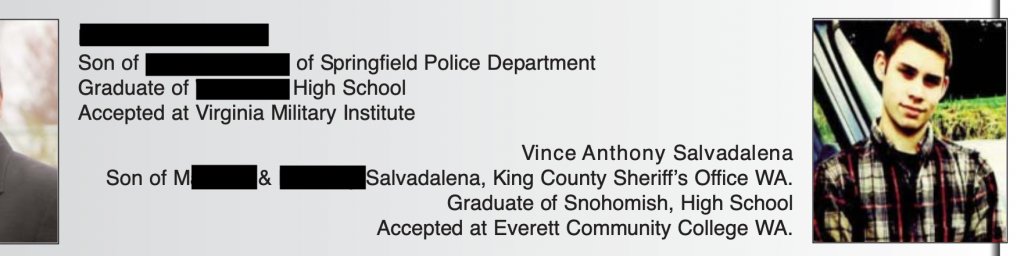 10/ Salvadalena's dad happens to be a King County WA sheriff deputy. To be clear, Vince and dad do not see eye-to-eye on key issues. Nevertheless, Vince wants to become a cop after he gets out of the military, probably later this year. Needless to say, he shouldn't be a cop.