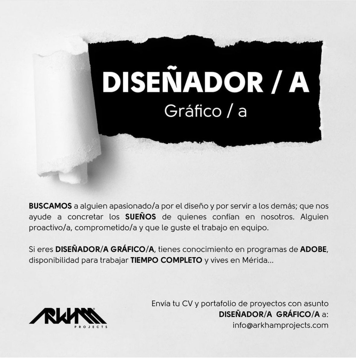 twittEmpleos's tweet photo. Hola #diseñadores aquí una gran oportunidad de #empleo para ustedes con @arkhamprojects https://t.co/pSNevzokJf
