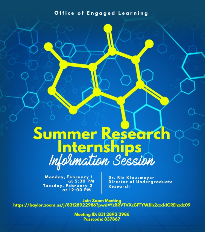 Zoom information sessions on the Prehealth Summer Internships and BTRUE. Don't miss them.