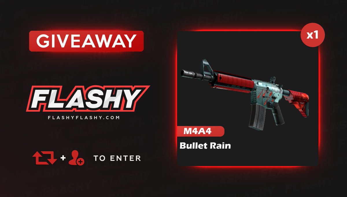 flashyflashycom's tweet photo. 🔥 24H GIVEAWAY !!! 🏆 M4A4 Bullet Rain !

To win:
✔️ Visit for free codes: https://t.co/Fonu6EuBpu
✔️ Retweet
✔️ Follow us
✔️ Turn on twitter notifications

#flashyflashy #giveaway #csgoskins #CSGOGiveaway https://t.co/QypNqsmvim