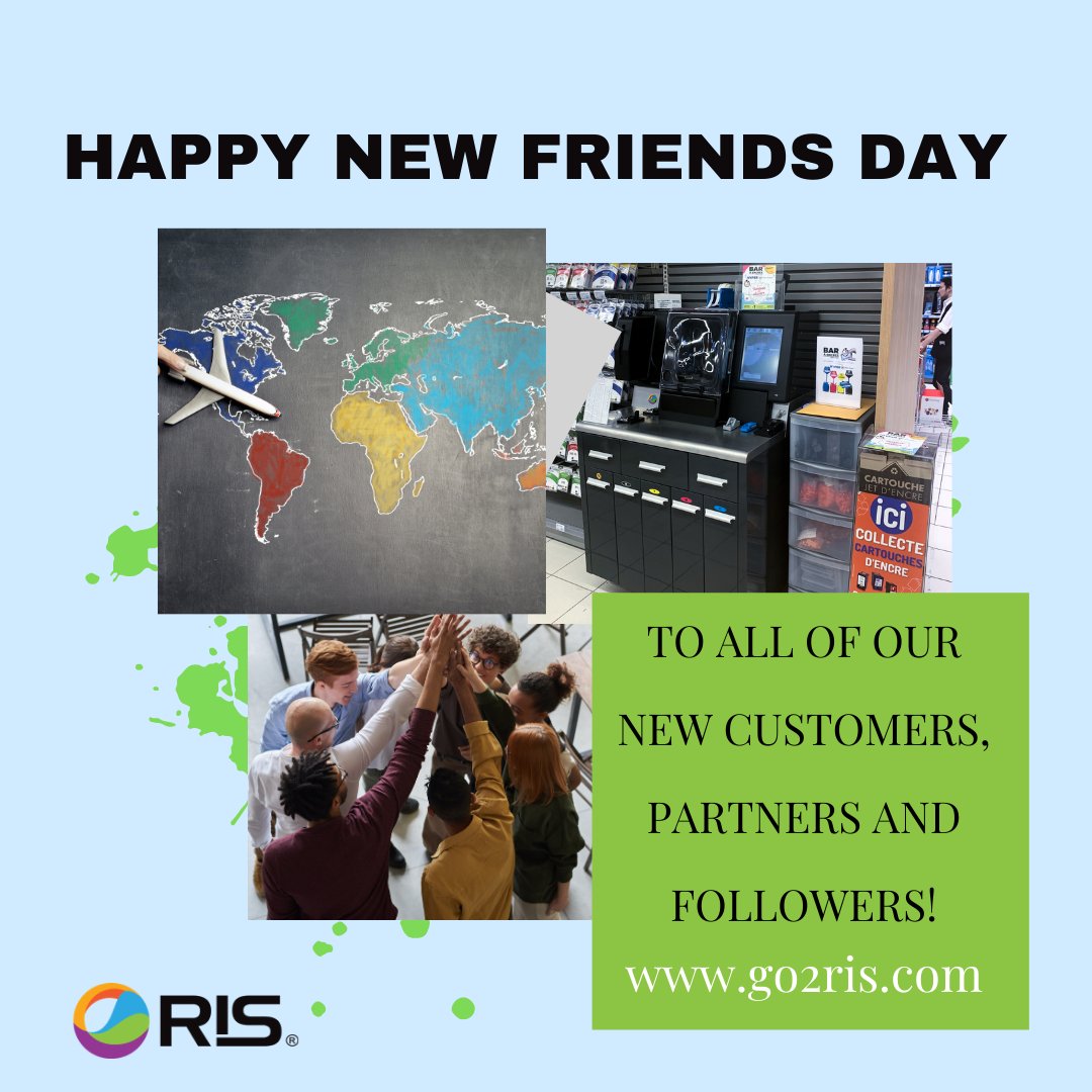 Today is #NewFriendsDay so we want to say a warm welcome to our new customers, partners and followers!  We are excited to be able to bring our affordable, eco-friendly ink cartridge refilling solution to so many new people in Europe and North America. go2ris.com #RIS