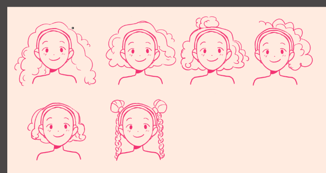 soo do you guys remember when i talked about making a picrew like last summer but then basically scrapped the whole thing, well i making a new one!! so here's some concepts for the hairstyles pls let me know what you think!! 